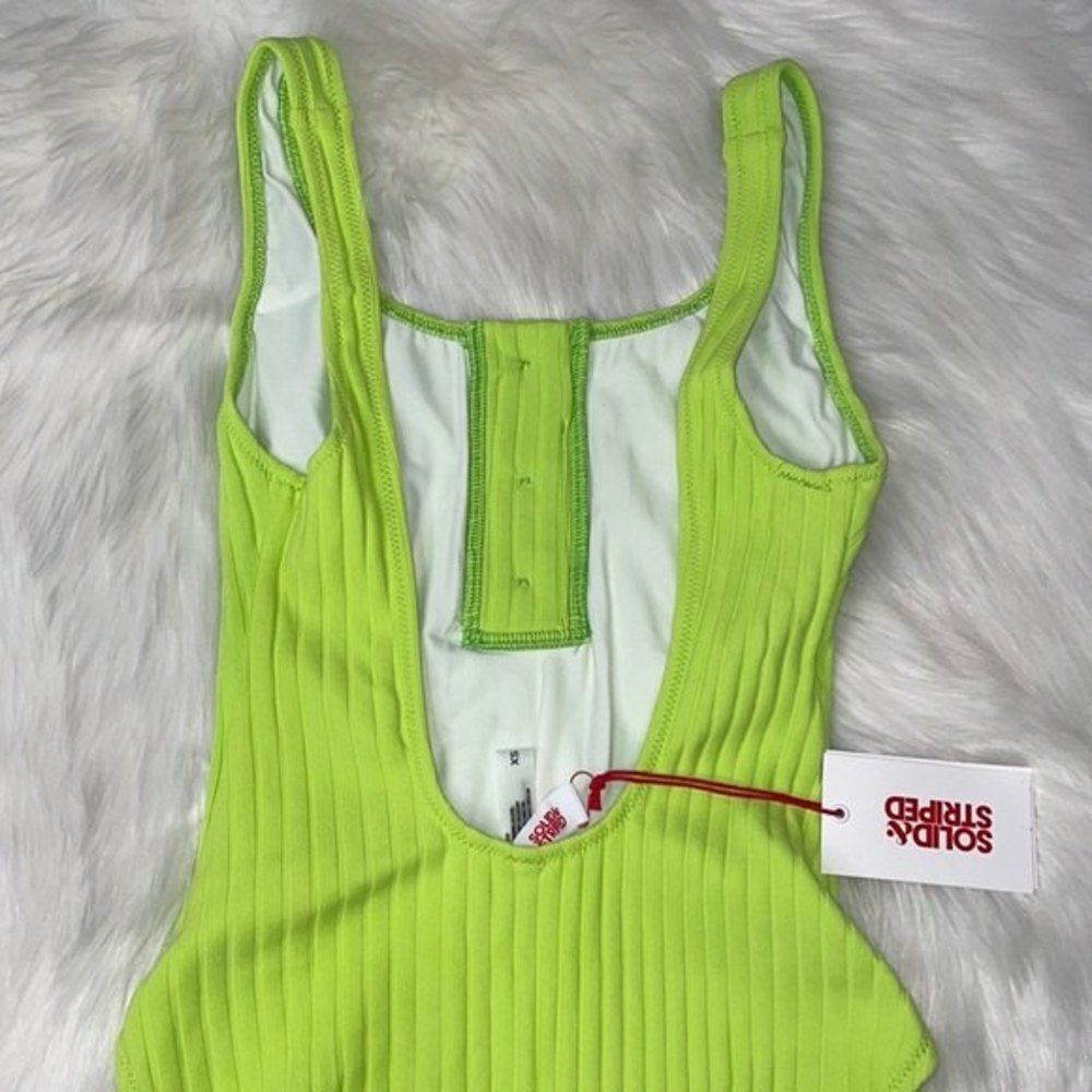 SOLID AND STRIPED Womens The Anne-Marie in Chartreuse Rib Button Swimsuit Sz XS - Picture 9 of 10